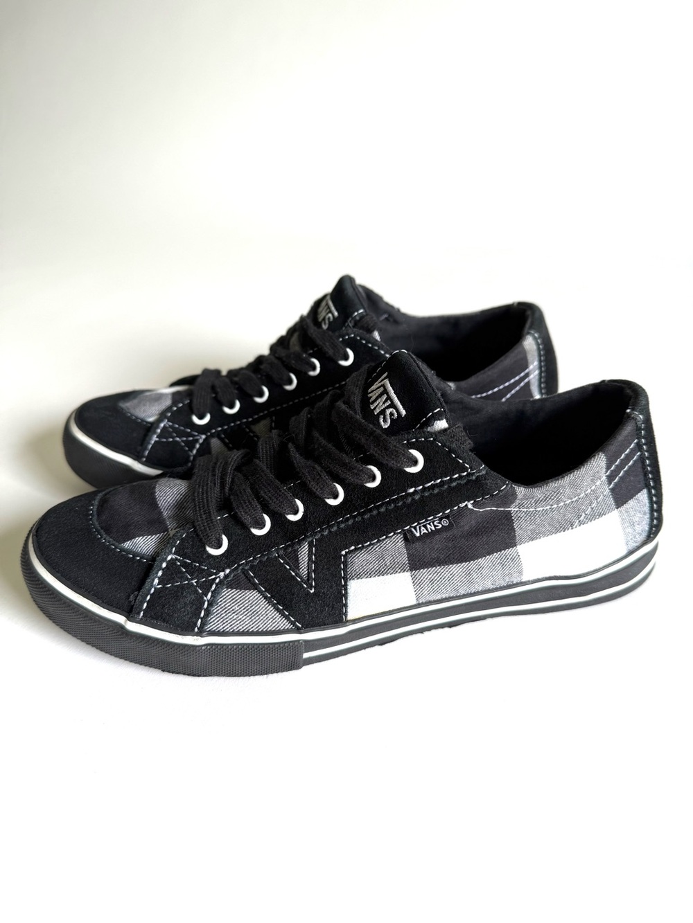Vans Tory Buffalo Plaid Skate Shoes Black Gray White Womens 8 Vintage 2006 Rare